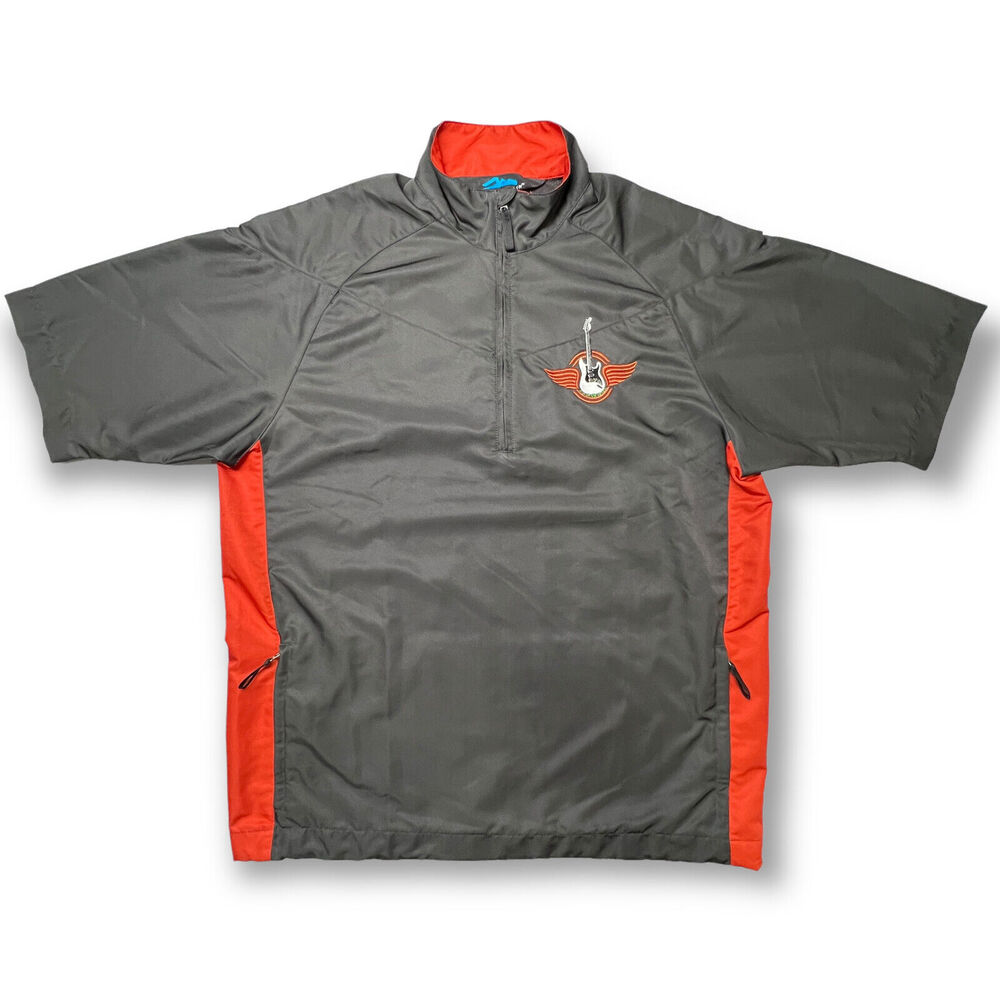 Tri-Mountain Windproof Shirt Jacket SIZE XL Orange Water Resistant Guitar Logo